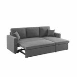 Alice's Home - Canapé d'angle Convertible en Tissu Gris chiné foncé - IDA - 3 Places. Fauteuil d'angle réversible Coffre Rangement lit modulable. 2 Coussins Inclus.