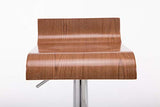 Tabouret de Bar WOOD, Réglable en Hauteur avec Repose-pied, Assise en Bois, Hauteur Assise 57-78 cm, Chaise Bar Pivotante sur 360°, Pièt, Couleur:noyer