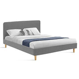 IDMarket - Lit Double scandinave Balta 140 x 190 CM Tissu Gris Clair