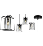 Light-Home Hella Cage Abat Jour Suspension Luminaire Lustre - Moderne Abat Jour Plafond pour Chambre Salon et Cuisine - en Metal et Verre - À 1 Lumières - Graphite - Long