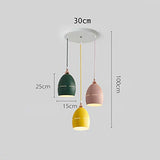 Xdmgg Lampe suspendue en métal Style nordique moderne Couleur Macaron Couleur tasse Lampes décoratives en métal Hauteur réglable 15 cm Pour salle à manger, bureau, café E27 x 3 (Châssis rond)