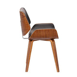 folk Style rétro Simili Cuir à Manger Chaise de Bureau en Bois Finitions Noyer (Noir Faux Cuir/Coussin de siège rectangulaire)