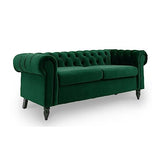 Mobilier-Deco Wilson - Canapé 2 Places Chesterfield en Velours Vert