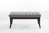 CLP Banquette Elégante Ramses en Tissu I Assise avec Coutures Décoratives I Banc Design avec Pieds en Bois Antique Sombre, Couleur:Gris, Taille:100 cm