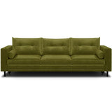 HOMIFAB Canapé 3 Places Convertibles en Velours Vert Olive - Collection Viktor