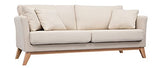 Canapé scandinave 3 Places déhoussable Beige et Pieds Bois Oslo