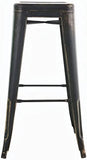 CLP Lot De 4 Tabourets De Bar Joshua I Tabouret De Bar Industriel Empilable Et Robuste I Repose-Pieds Structure A 4 Pieds I Hauteur Siège 77 cm, Couleur:Noir/Or