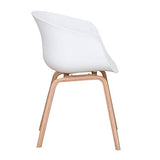 BenyLed Lot de 4 Chaises de Salle à Manger Scandinave Design Rétro Chaise D'appoint avec Pieds en Bois de Chêne et Assise en Polypropylène (Blanc)