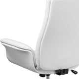 Flash Furniture Chaise Exec Blanc Fauteuil pivotant en Cuir à Dossier Moyen avec accoudoirs évasés, Métal, 83,82 x 83,82 x 80,01 cm