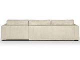 HOMIFAB Canapé d'angle Droit Convertible 5 Places en Velours côtelé Beige avec Coffre de Rangement - Collection Robin