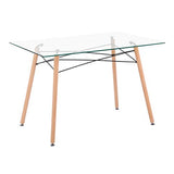 IPOTIUS Table Rectangulaire Salle à Manger en Verre Scandinave 4 à 6 Personnes Table de Cuisine Moderne avec Pieds en Bois et Cadre en Métal,110x70X75cm