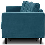 HOMIFAB Canapé 3 Places Convertibles en Velours Bleu Canard - Collection Viktor
