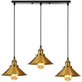 iDEGU Suspension Luminaire Industrielle Lustre Plafonniers Design Edison Métal 3 Lampes Suspension, Ø 220mm (50cm, Laiton / Doré )
