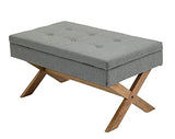 CLP Banquette Namaro en Tissu I Banc avec Pieds Carrés en Bois De Caoutchouc I Bout De Lit avec Espace De Rangement, Couleur:Gris, Couleur du Cadre:Antique Clair