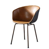 Amrai Chaises de Salle à Manger Chaises d'appoint de café industrielles en Cuir pour Le Cuir Chaises de Club avec accoudoirs en métal - Style rétro, Taille: 46x50x80cm, Noir/Marron