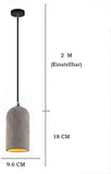 Mopoq 2 Pièces de béton industriel gris ciment suspendu E27 Vintage Retro Cuisine Salle à manger Chambre Lumière Pendentif ovale cylindrique en béton Suspension Hauteur ajustable Creative éclairage de