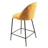 Meubletmoi Lot de 2 chaises/tabourets de Bar en Velours Jaune avec piètement en métal Noir et Repose-Pieds - Moderne Chic - FARA