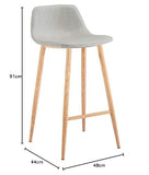 ZONS - EASY TO CLEAN TABOURET BAR LOOK TISSUS PIEDS EN METAL EFFET BOIS