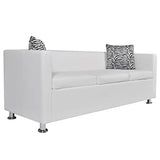 vidaXL Canapé 3 Places Similicuir Blanc Canapé de Séjour Mobilier de Salon