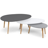 IDMarket - Lot de 3 Tables Basses gigognes Gigi laquées Gris foncé/Blanc/Gris Clair