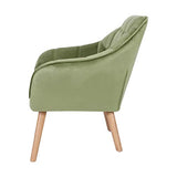 Zons Oslo Fauteuil Une Place en Velours/Suedine/Tissus Vert, Style scandinave Pieds en Bois