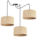 Light-Home Juta Spider Abat Jour Suspension Luminaire Lustre - Moderne Abat Jour Plafond - Métal et Tissu - E27 - Spider 3-Lumières 35 cm - Noir Base et Jute