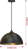 B.K.Licht lot de 2 suspensions vintage, 2 luminaires style industriel, plafonnier vintage lot de 2, éclairage intérieur, lampe cuisine salon salle à manger chambre, noir, 230V, IP20, Ø 300mm