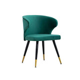 Chaise Design Scandinave,Métal Accueil Dossier Restaurant Simple Négocier Fauteuil En Tissu Velours Rétro (Color : Green)