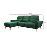 Selsey Briallen - Canapé d’Angle Gauche - 210x130 cm, Vert Bouteille, Pieds en Bois - Style scandinave