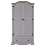 IDIMEX Armoire Ramon penderie pour vêtements en pin Massif Gris et Brun avec 2 Portes et 1 tiroir, Meuble de Chambre Style Mexicain en Bois dim 100 x 190 x 51 cm