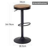 Kidol & Shellder Tabourets de Bar Chaises de Salle à Manger Lot de 2 Noir, Tabouret en Bois Hauteur Réglable à 360°, Tabouret de Bar en Bois et Métal, pour Maison Cuisine Comptoir Bistro