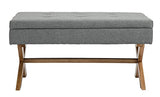 CLP Banquette Namaro en Tissu I Banc avec Pieds Carrés en Bois De Caoutchouc I Bout De Lit avec Espace De Rangement, Couleur:Gris, Couleur du Cadre:Antique Clair