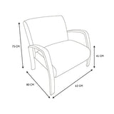 AltoBuy KAUPA - Fauteuil en Tissu Bouclettes Blanc Accoudoirs Bois