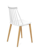 KAYELLES Lot de 2 - Chaise de Cuisine bistrot à barreaux BAO (Blanc Pied métal façon Bois)