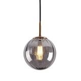 LFsem Plafonnier Simple Tête Coloré Ø15cm Globe En Verre Suspension E14 Loft Chambre Restaurant Suspension Lustre Simple Moderne (Gris Fumée)