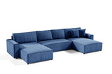Tendencio Canapé d'angle panoramique Convertible Vella en Velours côtelé (Blue)