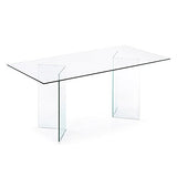 Kave Home - Table de Salle à Manger Burano rectangulaire 180 x 90 cm en Verre trempé avec Pieds en Verre