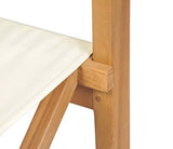Chaise de metteur en scène en bois massif Teak, pliable, pour enregistrement de terrasse, extérieur, agritourisme, restaurant, marron et crème, 58 x 53 x 85 cm