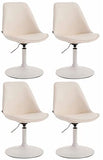 CLP Lot De 4 Chaises De Salle A Manger Mavevick en Similicuir I Design Retro I Ajustable Et Pivotante I Pied en Métal, Couleur:crème, Couleur du Cadre:Blanc