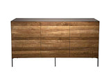 MACABANE Buffet 3 Portes Teck recyclé Pieds métal, 175x51x79