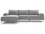 Vente-unique - Canapé d'angle Gauche en Tissu et en Lin Gris Clair BRUNILDA