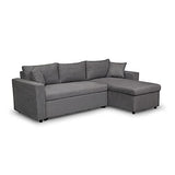 Loungitude - Canapé d'angle réversible, convertible en microfibre avec coffre - Gris - 3 Places