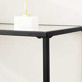 VASAGLE Table Console, Table d’entrée, Bout de canapé, Dessus de Table en Verre trempé, Cadre métallique, Robuste, Pieds réglables, pour Salon, entrée, Couloir, Noir LGT026B01