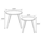 THE HOME DECO FACTORY Lot de 2 Tables Basses Gigognes Rondes Bicolore Bleu Jaune, Bois d'ingénierie, Small 33 x 40 cm-Tall 43 x 48 cm