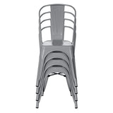 hjh OFFICE 645039 Chaise bistrot VANTAGGIO Brush Métal Gris Mat, Chaise au Style Industriel, empilable