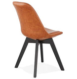 Alterego Chaise Design 'Niagara' Brune avec Pieds en Bois Noir