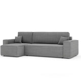 GrekPol Paris Canapé d'angle en tissu velours côtelé Poso avec fonction convertible et espace de rangement - Universel - Gris clair
