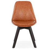 Alterego Chaise Design 'Niagara' Brune avec Pieds en Bois Noir