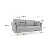 Kave Home - Canapé Gilma 2 Places Gris Clair avec Pieds Finition Naturelle 170 cm
