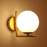 ZTTECH Applique Murale Boule en Verre Blanc, Globe en Verre Blanc avec Applique Murale à Base Dorée pour Chevet (Doré)
